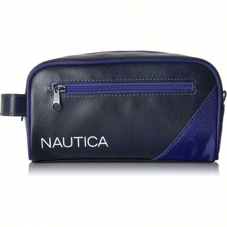 Men's Top Zip Vegan Leather Travel Toiletry Bag - RoyalBlue - View 1