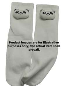 1 par de calcetines unisex 3D de panda - Diseño único de muñeco de panda con patrón personalizado y divertido, calcetines de tripulación novedosos para parejas, idea de regalo divertida y creativa