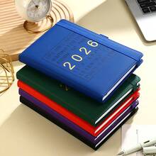 2026 English Schedule Book, Daily Work Notebook, Self-Discipline Check-In Plan Book, Zip Up Calendar Book - Blue - View 5