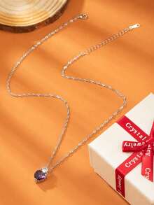 1 Peça Colar Pingente de Cristal Roxo em Formato de Coração, Uma Peça de Joalheria Simples e Versátil, Adequada para Uso Diário de Mulheres, e um Ótimo Presente para Amigos. (Sem Caixa) - Multicolorido - Visão 4