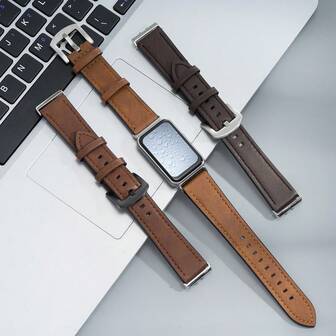 适用于三星 Galaxy Watch Fit 3 的 PU 皮革表带，透气高品质环形表带，适用于 Galaxy Watch Fit 3 手镯腕带