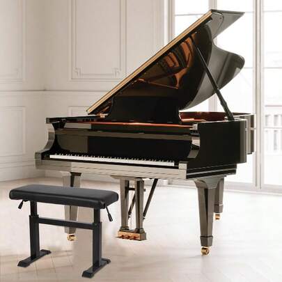 Adjustable Piano Bench, 39in Hydraulic Lifting Keyboard Bench With PU Leather, Heavy Duty Piano Stool For Piano Key...