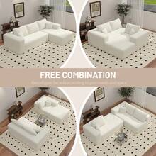 106'' Modular Sectional Sofa With L-Shaped Chaise, No Assembly Required,For Livingroom,Apartment,Beige - Màu be - Xem 7