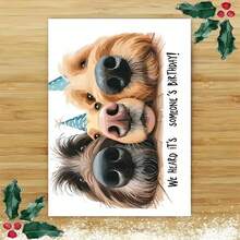 Adult Birthday Card For Dog Lovers - Cute Pups With Party Hats "Someone's Birthday" Greeting (With Envelope) - Multicolor - View 11