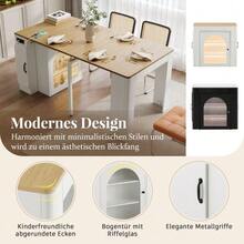 Kitchen Island On Wheels, Extendable Dining Table With Removable Top, Mobile Service Trolley With Power Strips, Which Can Be Used As A Buffet, Sideboard Or Bar Table For The Kitchen And Dining Room (Black) - Natural - View 8