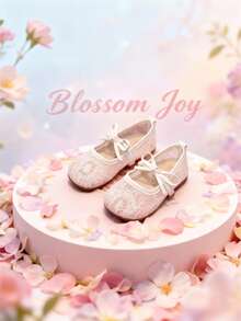 1 Pair Girls Ballet Flats, Suitable For Ballet Dancing, Comfortable To Wear In Spring, Summer And Autumn, With Lace Pattern And Bow Design, Closed Toe, Breathable Fabric, Slip-On - Beige - View 10