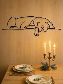 HELLOYOUNG Gothic Dog Wall Decor - Minimalist Metal Dog Silhouette, Dark Academia Pet Memorial For Witchy & Gothic Bedroom, Spooky Halloween Home Accents, Alternative Living Room Decor, Unique Halloween Gift - 黑色 - 查看 4