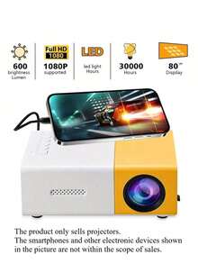 A Projector That Requires A 5V 2A Power Adapter-YG300 Portable Mini Projector,Easily Connect To Your Phone And Carry It Around For Home, Party, Or Office Use. It Is Compatible With USB/SD/AV/HD And Other Interfaces, As Well //As A Type-C Port. No Built-In System; Supports Wired Screen Mirroring From Mobile Phones.