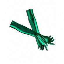 1 Pair Sexy Patent Leather Long Gloves, Halloween Costume Accessories, Black Tight Gloves, Pole Dance Performance Gloveswedding - 純色 - 查看 5