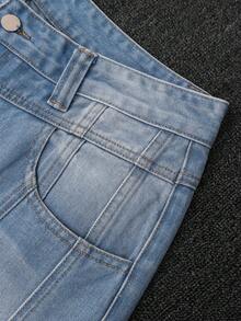 男士时尚休闲复古宽松直筒阔腿水洗牛仔裤 - 藍色 - 查看 8