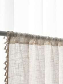 1pc Countryside Retro Black Fringed Lace Sheer Curtain Panel - Multicolor - View 18