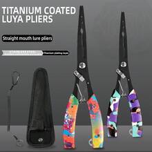 Set de instrumente de pescuit multifuncționale 6 în 1 din oțel inoxidabil - Clește de pescuit rezistent, clește de pescuit extra lung din titan negru anticoroziv antirugină, tăietor de fir, prindere pentru pește, mâner ergonomic antiderapant, echipament de pescuit durabil, portabil pentru camping, pescuit, uz în aer liber și casnic - alb - Vizualizare 3