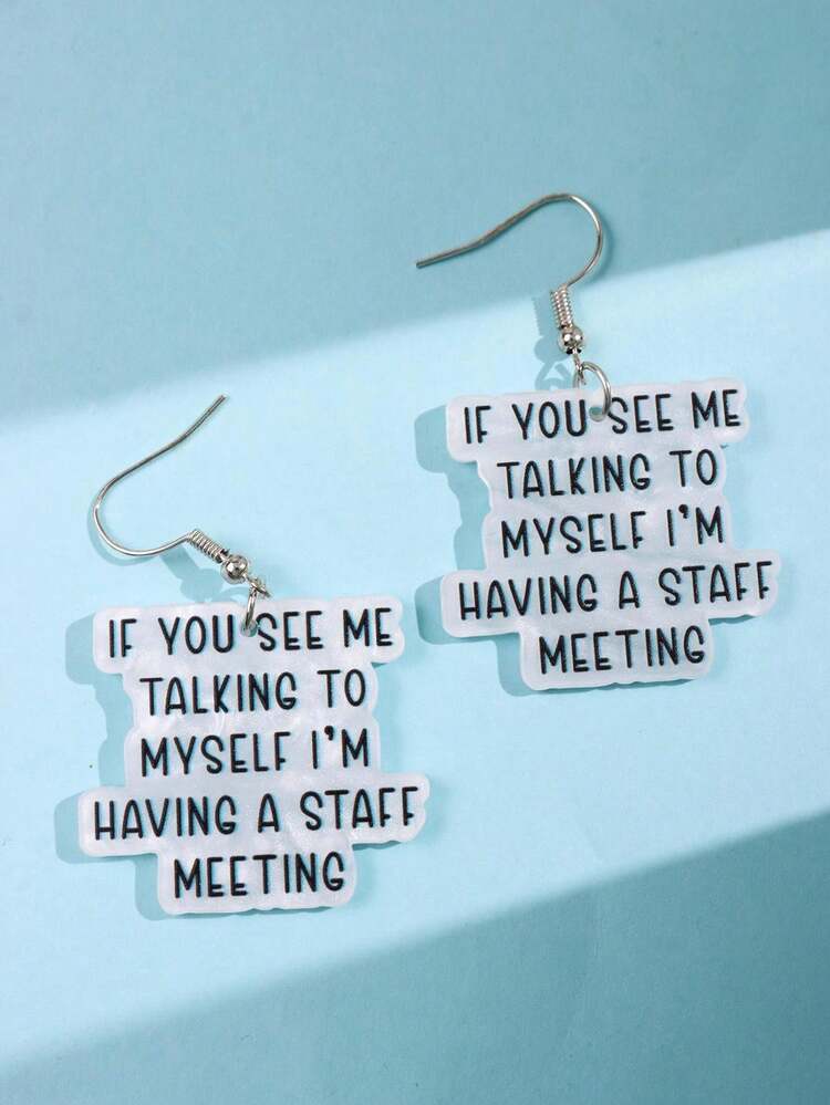 1 Pair Creative, Unique, Funny, Exquisite, Elegant Independent Slogan & Flower Acrylic Dangle Earrings For Women, Daily Wear Jewelry - Multicolor - View 4