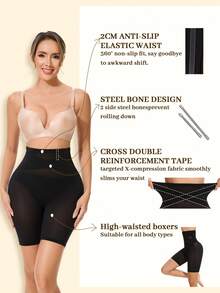 1件装女士高腰收腹塑身内衣塑形短裤 - 黑色 - 查看 5