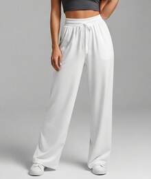 Wide Leg Pants With Flare Leg, Sophisticated Fit, Structured Style, High , Contemporary, Casual, Comfortable, Modern, Chic - 白色 - 查看 14