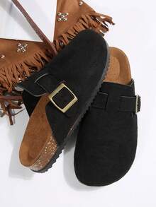 Boken Women's Spring 2024 New Thick Soled Slide Sandals, Slip-On Casual Loafers - Black - View 8