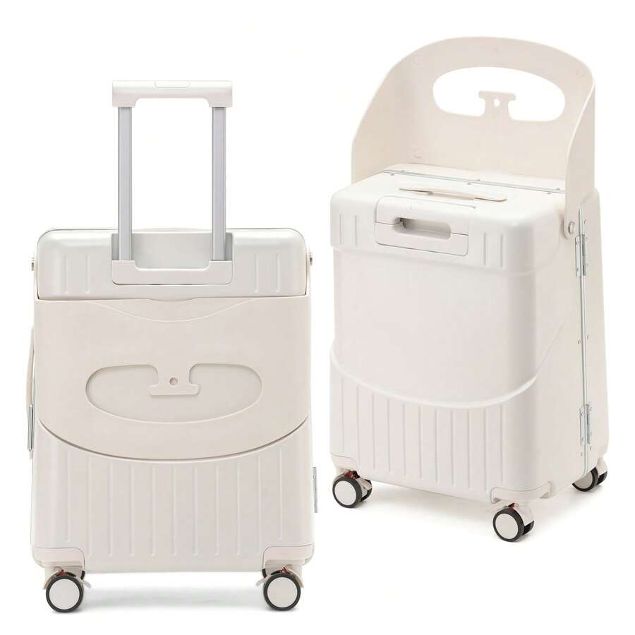 20" Carry On Luggage With Foldable Seat For Child And Adult,TSA Lock & Lockable 360° Spinner Wheels Kid Luggage,Travel Suitcase With Safety Seatbelt Free Luggage Cover