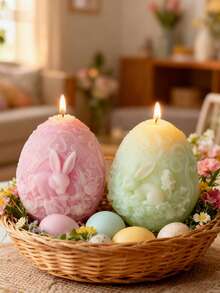 New Cute Rabbit & Egg Silicone Mold | Heat Resistant & High Elasticity One-Piece Molding | Multi-Purpose Candle, Plaster, Handicraft DIY Mold Suitable For Stress Relief Toys, Party Gifts, Photography Decor, Holiday Home Decor | Easy Demold & Clean, Reusable - White - View 4