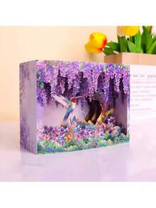 1 3D-Up Wisteria And Hummingbird Greeting Card With Envelope - Vibrant Floral Design Birthdays, Mother's Day, Anniversaries, Weddings, Or Just Thinking Of You - Home Decor And Party Supplies - Purple - View 2