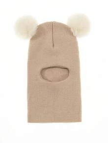 Dziecięca czapka z dzianiny z podwójną kulką chroniąca uszy, ciepła dla chłopców i dziewczynek