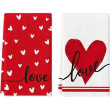 2/4 Packs Valentine's Day Gift Heart Pattern Red & Pink Rectangular Design Hand Towels, Wipes, Hand Towels For Valentine's Party, Bathroom, Table, Kitchen Decorative Hand Towels