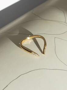 1pc 925 Sterling Silver Elegant Precise V-Shaped 4-Claw 3 Carat Oval Cubic Zirconia Ring, Women's Date Night Gift, Timeless Classic Ring, Luxury Jewelry Gift For Valentine's Day - Gold - View 7