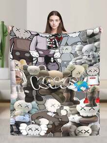 Kawss Kawaii Kaw  Blanket Flannel Blanket, Super Comfortable Winter Warm Blanket Summer Air Conditioning Blanket, Soft And Light Bed Sofa Decoration, Not Easy To Shed, - 黑色 - 查看 1