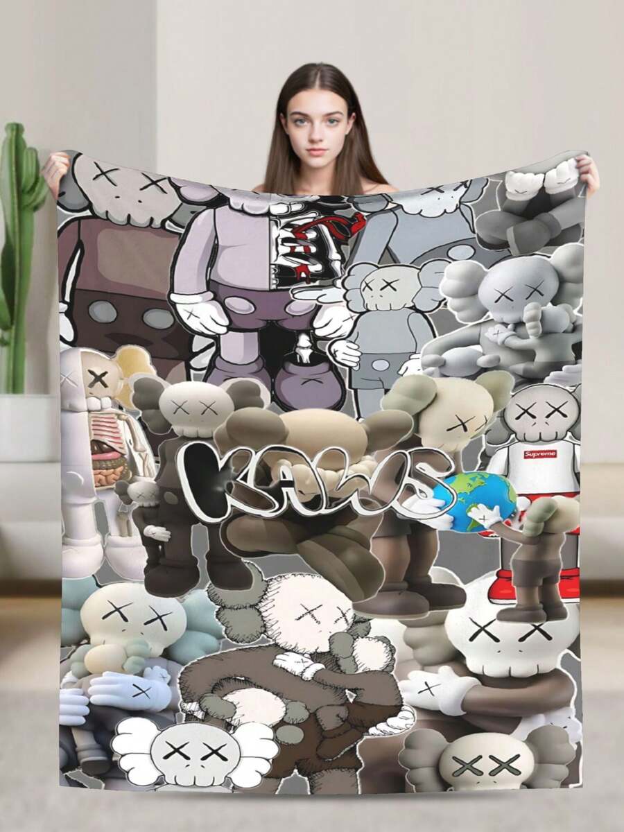 Kawss Kawaii Kaw  Blanket Flannel Blanket, Super Comfortable Winter Warm Blanket Summer Air Conditioning Blanket, Soft And Light Bed Sofa Decoration, Not Easy To Shed, - 黑色 - 查看 1