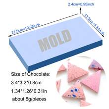 Stampi per cioccolato, stampi per caramelle, utensili per pasta di zucchero, stampi per caramelle ripiene, stampi in plastica, strumenti professionali per cioccolato per uso personale, negozi di dolci, laboratori; stampi per caramelle di piccole dimensioni a forma di rosa, rettangolo, quadrato, triangolo - celeste - Visualizzare 8