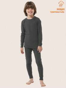 Tween Boys' Thermal Thermal Lined Ski Base Layer Set, Winter - Grey - View 2