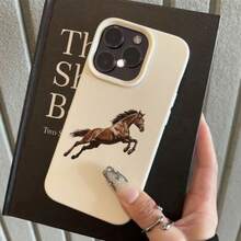 Brown Business Horse Pattern TPU Matte Phone Case, Suitable For IPhone 16 15 14 13 12 11 XS XR S 8 7 Plus Pro Max SE Series Cases - Halloween Gift Easter Birthday Present For Girlfriend Boyfriend Friends Or Yourself,Suitable For IPhone17 Air - 白色 - 查看 5