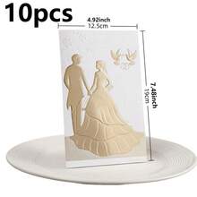1/5/10pcs Exquisite Sparkling Powder Invitation Letter (Groom Bride Hand In Hand) Invitation Card Gold Plated Personalized Sparkling Powder Greeting Card Wedding Exclusive Suitable For Wedding Anniversaries, Bridal Showers, Engagement Parties, And Anniversary Dinner Invitations.