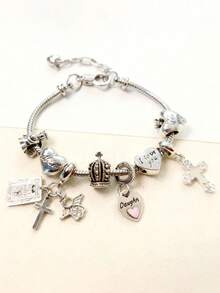 1 件 Y2K 串饰手链、1 件十字架串饰手链、复古街头时尚手链、1 件十字架和心形串饰手链、夜光手链 - 彩色 - 查看 8