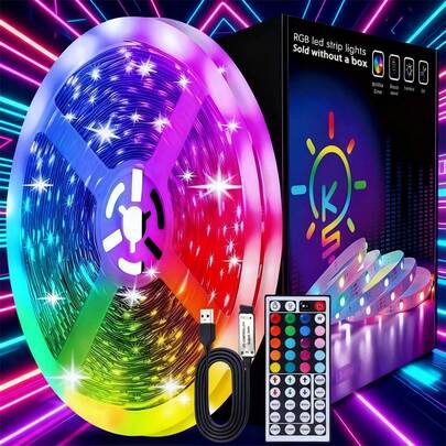 1-30m Tira de luz LED RGB de 5V USB con control remoto, cinta LED autoadhesiva con 16 colores cambiantes y 4 modos dinámicos, adecuada para iluminación de habitaciones, TV, cocina, fiestas, bares, decoración de pasillos