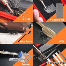 Kit de soldadura de plástico de 100W 110V-220V para PE PVC ABS PP, kit de reparación de parachoques de automóvil, pistola de soldadura de plástico, soldador, soporte, herramientas DIY, kit de soldadura de plástico, herramientas de soldadura - Negro - Ver 2