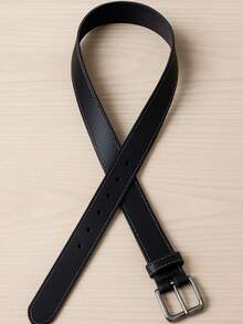 Set Of 2 Men's Leather Dress Belts With Stitching Detail, Plus Size - 一組兩條黑/棕色皮帶 - 查看 4