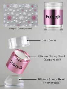 Bộ 2 con dấu silicon làm móng tay kiểu Pháp, đầu kép, có thể tháo rời, kèm dụng cụ cạo thạch trong suốt, keo dán siêu chắc, độ nét cực cao, đầu silicon trong suốt, có thể nhìn thấy, dụng cụ làm móng tại nhà, dụng cụ làm móng tại tiệm - Nhiều màu - Xem 2