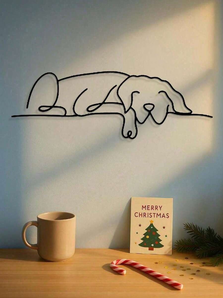 HELLOYOUNG Gothic Dog Wall Decor - Minimalist Metal Dog Silhouette, Dark Academia Pet Memorial For Witchy & Gothic Bedroom, Spooky Halloween Home Accents, Alternative Living Room Decor, Unique Halloween Gift - 黑色 - 查看 1