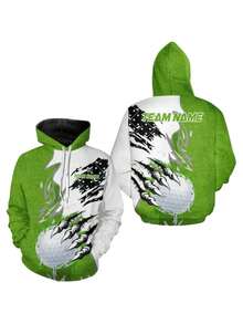 Custom Golf Hoodie With Team Name & Your Name – Green White Claw Golf Ball Graphic, Unisex Pullover, Gift For Golfers, Team Apparel - 彩色 - 查看 1