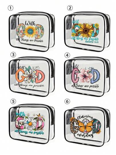 6 Styles Beach Summer Letter Pattern Multifunctional Transparent Waterproof Pvc Bag, Travel Cosmetic Bag, Travel Toiletry Trousers, Toiletry Travel Bag, Themed Beach Bag, Suitable For Men And Women Hello Summer, Business Travel, Bathroom, Travel Essentials, Cruise Essentials, Women Dress Party, Postman Essentials