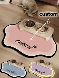 Spersonalizowana mata do karmienia zwierząt – szybkoschnąca, wodoodporna, antypoślizgowa mata pod miskę dla kota, możliwość personalizacji imienia, mata dla zwierząt w stylu nordyckim, odpowiednia dla kotów i psów, wytrzymały materiał z naturalnej gumy, do użytku wewnątrz, mata do karmienia kotów, akcesorium dla zwierząt domowych, nowoczesne akcesoria dla zwierząt, szybkoschnący materiał