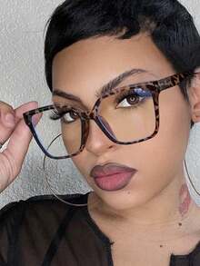 1pc Women Geometric Frame Fashion Clear Glasses For Reading Daily School Life Office Accessories