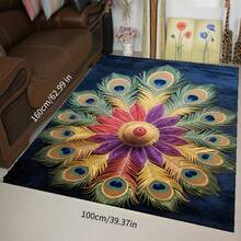 1 pièce Tapis de bain antidérapant à motif de plume de paon, tapis de cuisine antidérapant, convient pour la salle de bain, la cuisine extérieure, la décoration printanière de la maison