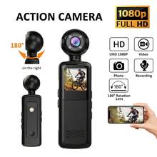 1 pieza Cámara corporal mini 1080p con pantalla de 1.3 pulgadas, lente rotativa 180°, cámara corporal pequeña y portátil con visión nocturna IR para bicicleta - Multicolor - Ver 8