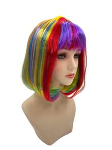Fluorescent Colorful Crazy Party Wigs For Women, Short Colorful Straight Synthetic Wig For Rave, Cosplay, And Theme Parties, Stand Out In The Crowd! - Multicolor - View 7