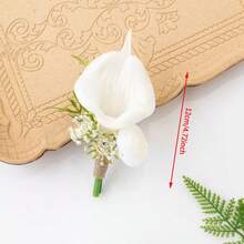 伴娘捧花、新娘捧花、婚礼捧花，含真马蹄莲，白色人造花新娘捧花，适合春季、母亲节、复活节、家居、厨房、婚礼装饰、情人节配饰