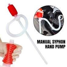 3pc Manual Syphon Hand Pump Siphon Liquid Transfer Fuel  Petrol & Water - Red - View 1