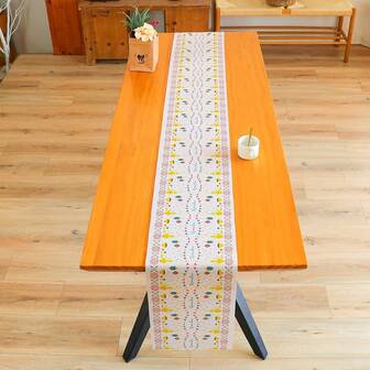 1 Adet Polyester Dikdörtgen Baskılı Ay ve Yıldız Tasarım Masa Örtüsü, Arap İslam Festivali Yemek Partisi Ev Dekorasyonu