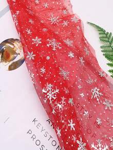 1pc Snowflake Tulle Rainbow Silver Snowflake DIY Fabric, Suitable For Tulle Skirts, Dresses, Wedding, Birthday Bouquets - Red - View 1