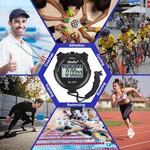 1个数字秒表计时器，双线秒表计时器，专业裁判训练健身器材防水电子表 XL-011，数字显示秒表运动健身跑步田径训练秒表 [随机标志] - 藍色 - 查看 8